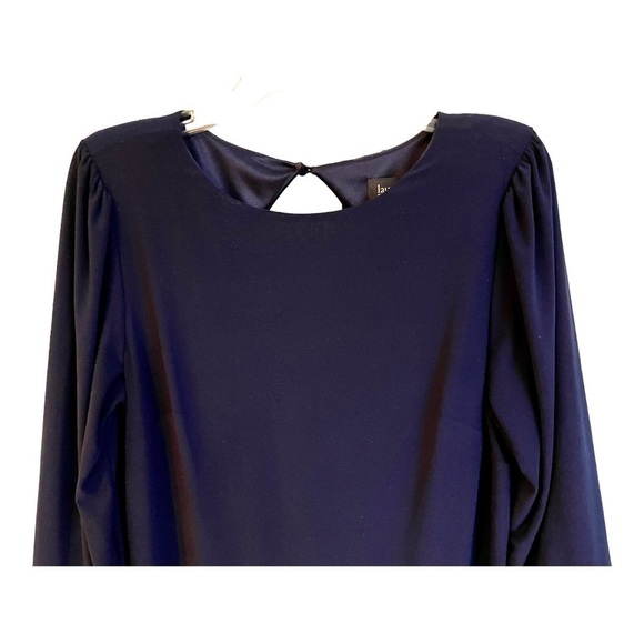 LAUNDRY by SHELLI SEGAL, LOS ANGELES, NAVY BLUE, LINED SHIFT. 3/4 SLEEVE.SIZE 10 - Picture 3 of 7